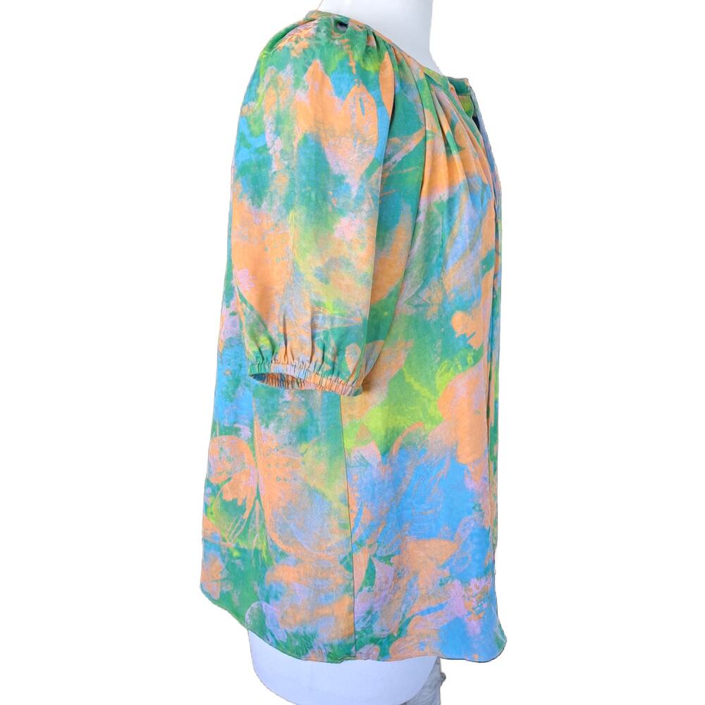 Current Air Abstract Split Neck Blouse Medium Ora… - image 3